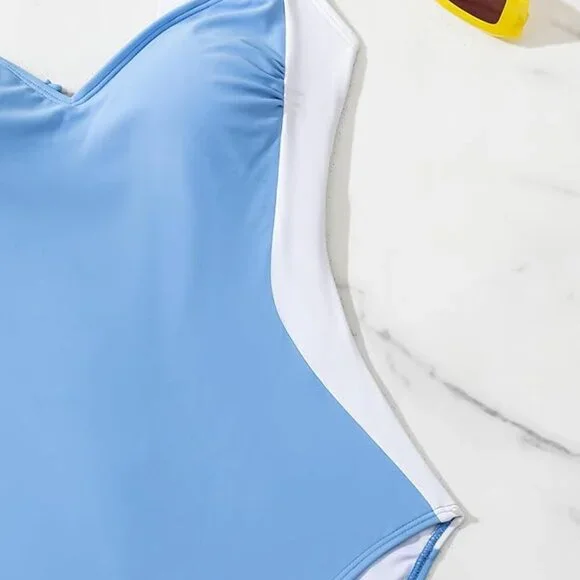 π Blue & White Colorblock One-Piece Swimsuit | XXL | NWT ποΈ - Picture 6 of 6